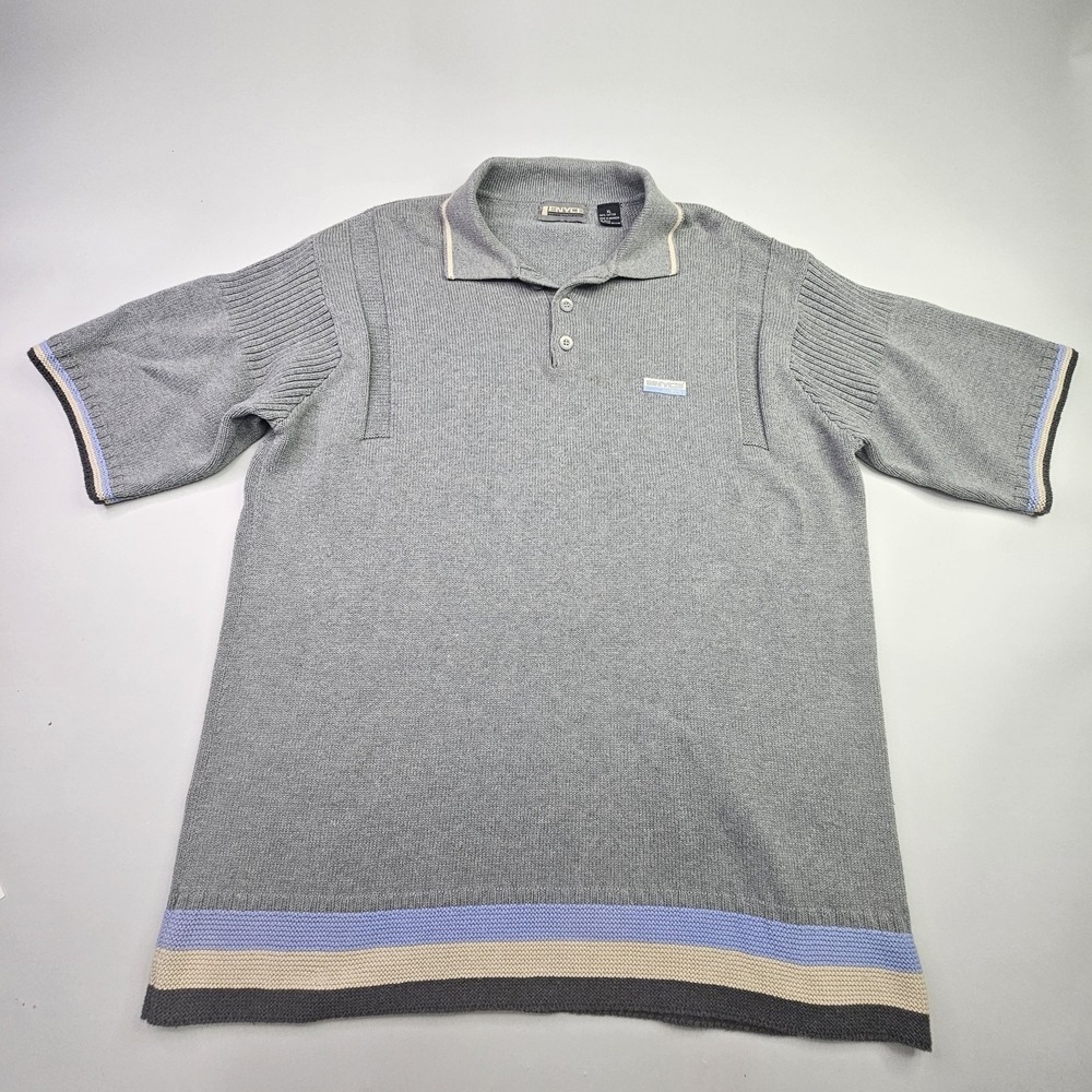 ENYCE Men's Knit Polo Shirt XL Gray Colorblock Vintage Y2K Hip Hop